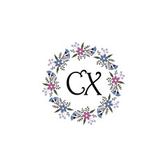 Initial CX Handwriting, Wedding Monogram Logo Design, Modern Minimalistic and Floral templates for Invitation cards