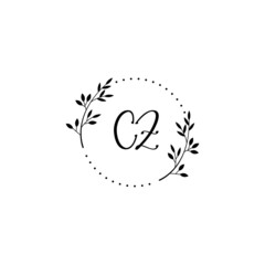 Initial CZ Handwriting, Wedding Monogram Logo Design, Modern Minimalistic and Floral templates for Invitation cards