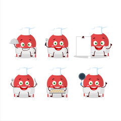 Cartoon character of christmas hat with various chef emoticons