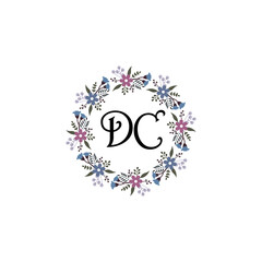 Initial DC Handwriting, Wedding Monogram Logo Design, Modern Minimalistic and Floral templates for Invitation cards