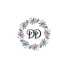 Initial DD Handwriting, Wedding Monogram Logo Design, Modern Minimalistic and Floral templates for Invitation cards