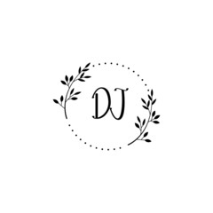 Initial DJ Handwriting, Wedding Monogram Logo Design, Modern Minimalistic and Floral templates for Invitation cards