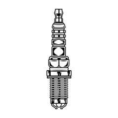 Spark plug vector illustration. Retro car chrome part, vintage detail. Car repair concept for mechanic service station emblem or garage label templates