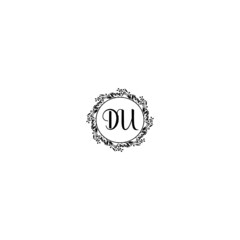 Initial DU Handwriting, Wedding Monogram Logo Design, Modern Minimalistic and Floral templates for Invitation cards