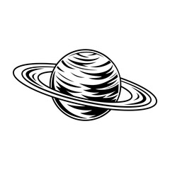 Planet with orbit vector illustration. Saturn, Uranus, satellite, sphere. Cosmos concept for space exploration, travel, universe, astronomy, science topics