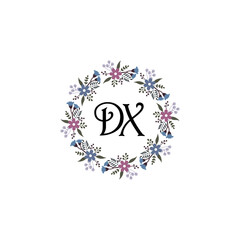 Initial DX Handwriting, Wedding Monogram Logo Design, Modern Minimalistic and Floral templates for Invitation cards