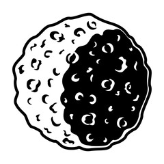 Meteoroid vector illustration. Monochrome cosmic object with shadow, comet, round stone. Fantasy and fiction concept for cosmos, space exploration, global danger topics
