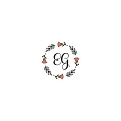 Initial EG Handwriting, Wedding Monogram Logo Design, Modern Minimalistic and Floral templates for Invitation cards
