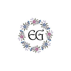 Initial EG Handwriting, Wedding Monogram Logo Design, Modern Minimalistic and Floral templates for Invitation cards
