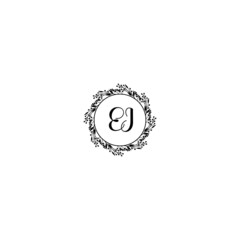 Initial EI Handwriting, Wedding Monogram Logo Design, Modern Minimalistic and Floral templates for Invitation cards