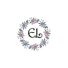 Initial EL Handwriting, Wedding Monogram Logo Design, Modern Minimalistic and Floral templates for Invitation cards
