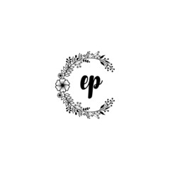 Initial EP Handwriting, Wedding Monogram Logo Design, Modern Minimalistic and Floral templates for Invitation cards