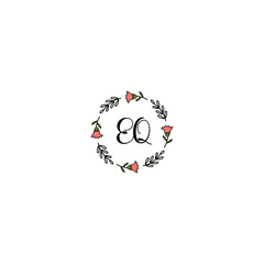 Initial EQ Handwriting, Wedding Monogram Logo Design, Modern Minimalistic and Floral templates for Invitation cards