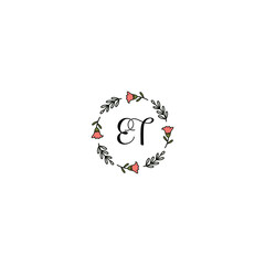 Initial ET Handwriting, Wedding Monogram Logo Design, Modern Minimalistic and Floral templates for Invitation cards