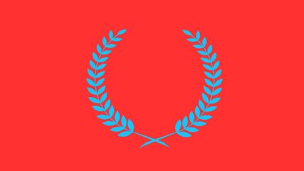 New aqua color wreath icon on red background, New wheat icon