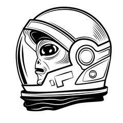 Alien in spacesuit vector illustration. Cute character, cosmic visitor, humanoid. Fantasy and fiction concept for cosmos, invader, UFO topics