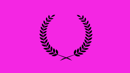 New black color wreath logo icon on pink background, Best wheat icon, Wreath design icon