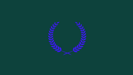 Amazing blue color wreath logo icon on cyan dark background, Best wheat icon
