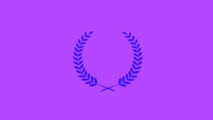 Blue color wreath logo icon on purple background, Best wheat icon