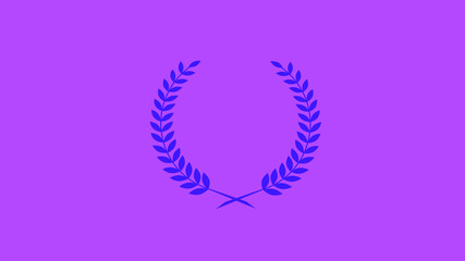 Blue color wreath logo icon on purple background, Best wheat icon