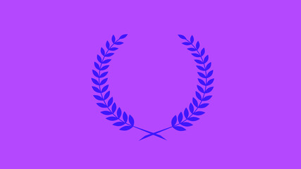 Blue color wreath logo icon on purple background, Best wheat icon