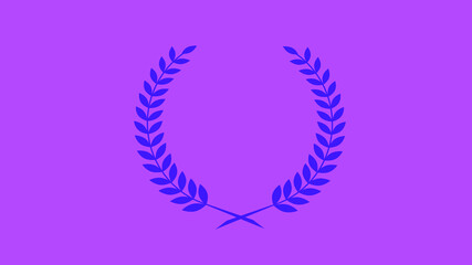Blue color wreath logo icon on purple background, Best wheat icon