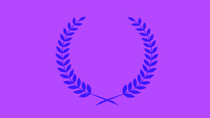 Blue color wreath logo icon on purple background, Best wheat icon