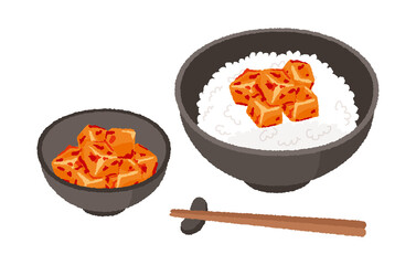 カクテキとカクテキごはんのイラスト