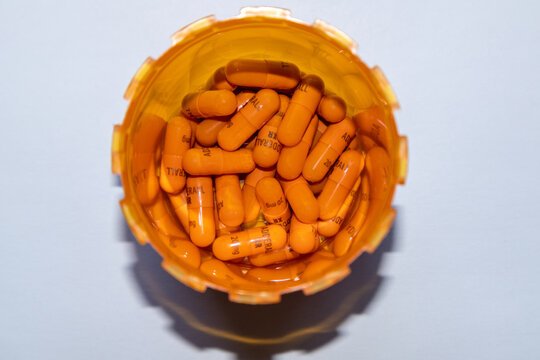 Pill bottle with capsules of Adderall XR on March 8, 2020 in Ottawa, Ontario, Canada.