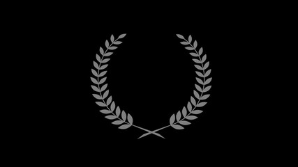 Beautiful gray color wreath logo icon on black background, Beautiful wheat icon, Logo wheat icon