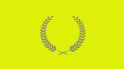 Best gray color wheat logo icon on yellow background, Wreath icon
