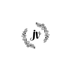 Initial JV Handwriting, Wedding Monogram Logo Design, Modern Minimalistic and Floral templates for Invitation cards