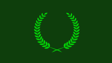 Beautiful green color wreath logo icon on green dark background, New wheat icon