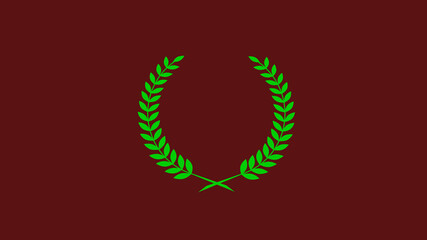 New best green color wreath logo icon on red dark background, Wheat icon