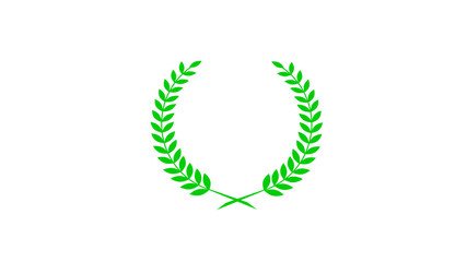 Amazing green color wreath icon on white background, Wheat icon
