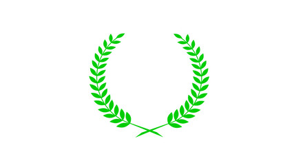 Amazing green color wreath icon on white background, Wheat icon