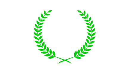 Amazing green color wreath icon on white background, Wheat icon