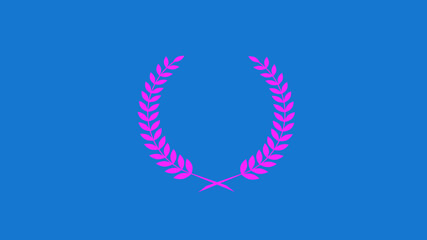 New pink color wreath icon on aqua background, Amazing wheat icon