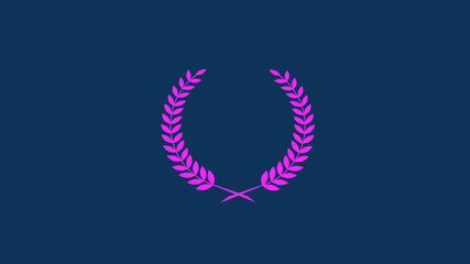 New pink color wheat icon on aqua dark background, Amazing wreath icon