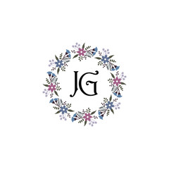 Initial JG Handwriting, Wedding Monogram Logo Design, Modern Minimalistic and Floral templates for Invitation cards