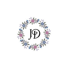 Initial JD Handwriting, Wedding Monogram Logo Design, Modern Minimalistic and Floral templates for Invitation cards