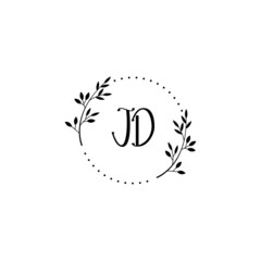 Initial JD Handwriting, Wedding Monogram Logo Design, Modern Minimalistic and Floral templates for Invitation cards