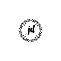 Initial JD Handwriting, Wedding Monogram Logo Design, Modern Minimalistic and Floral templates for Invitation cards