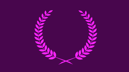 Obraz premium Pink color wheat logo icon on pink dark background, Wreath icon