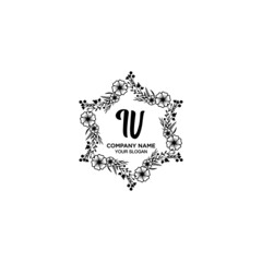 Initial IV Handwriting, Wedding Monogram Logo Design, Modern Minimalistic and Floral templates for Invitation cards