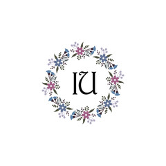 Initial IU Handwriting, Wedding Monogram Logo Design, Modern Minimalistic and Floral templates for Invitation cards