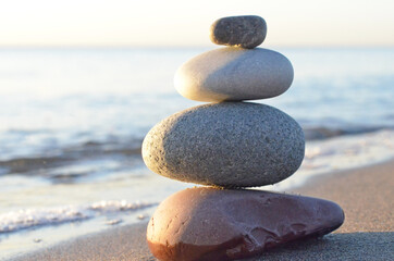 stack of stones on the beach