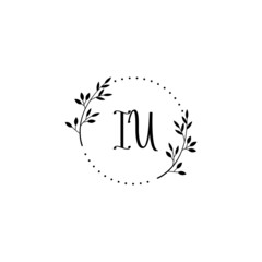 Initial IU Handwriting, Wedding Monogram Logo Design, Modern Minimalistic and Floral templates for Invitation cards