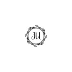 Initial IU Handwriting, Wedding Monogram Logo Design, Modern Minimalistic and Floral templates for Invitation cards