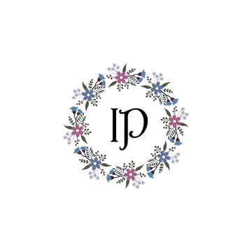 Initial IP Handwriting, Wedding Monogram Logo Design, Modern Minimalistic and Floral templates for Invitation cards